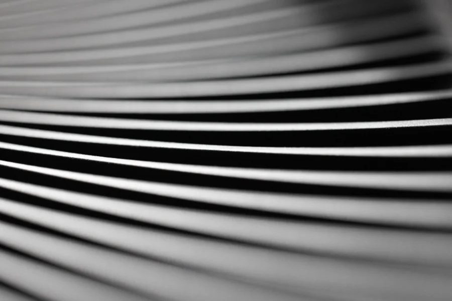 A close-up of coiled steel strip